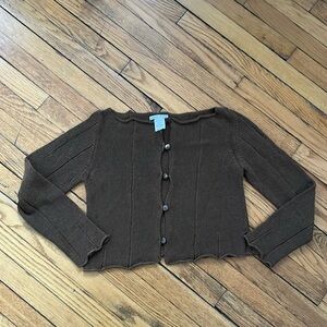 Cropped Cardigan in Brown / Gold